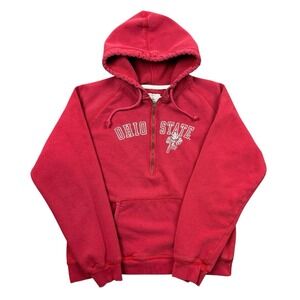 Vtg Y2K Champion Ohio State Hoodie Women Large Red 1/2 Zip Pullover College